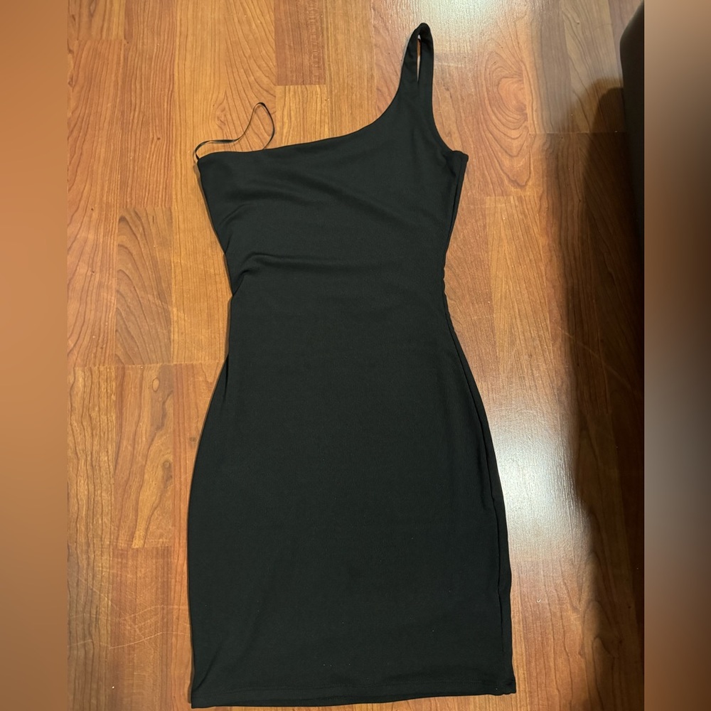Naked Wardrobe one shoulder dress BLACK